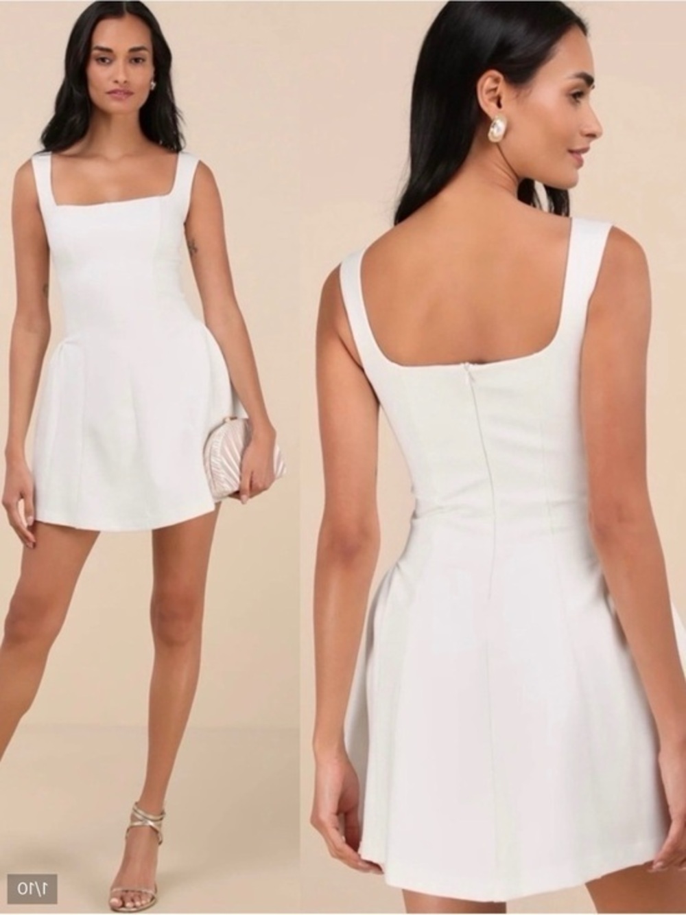 NWOT Lulu’s Roetta White Sleeveless Pleated Mini Dress Small Medium Chic 2576271